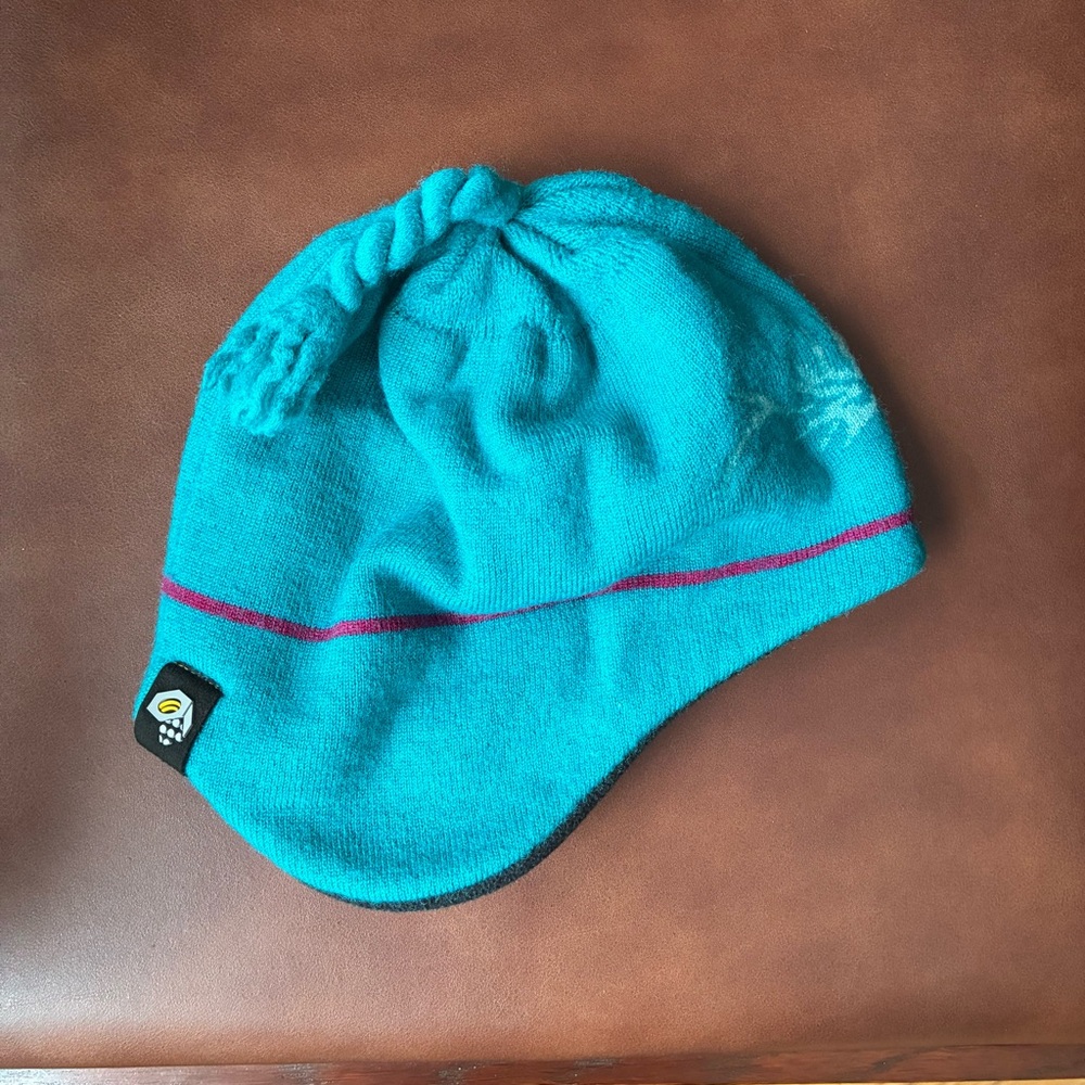 Mountain Hardware Wool Knit Winter Hat Teal Fleece-Lined